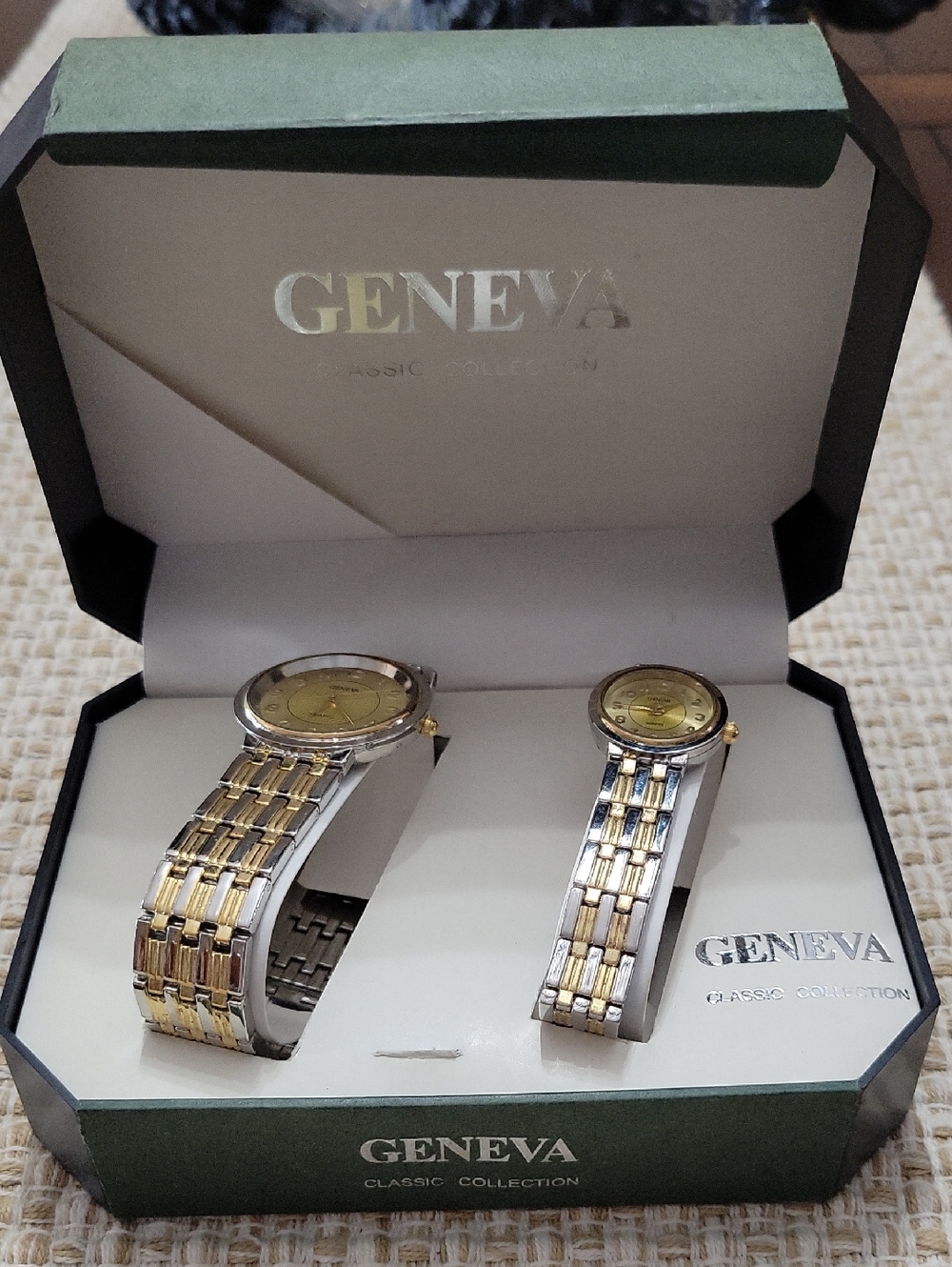 Geneva Men's Two-Tone Gold and Silver Bracelet Watch Set